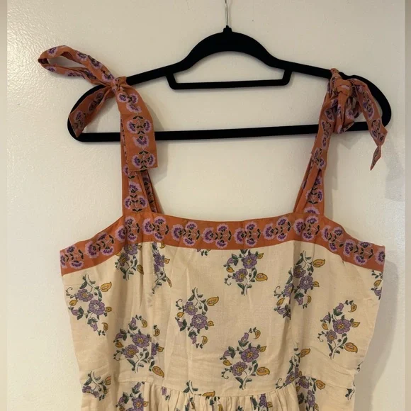 Aqua Floral Midi Swing Dress 100% Cotton - Picture 2 of 7